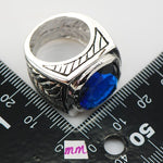 Unisex Sapphire Blue Crystal Zircon Ring - 925 Sterling SilverRing