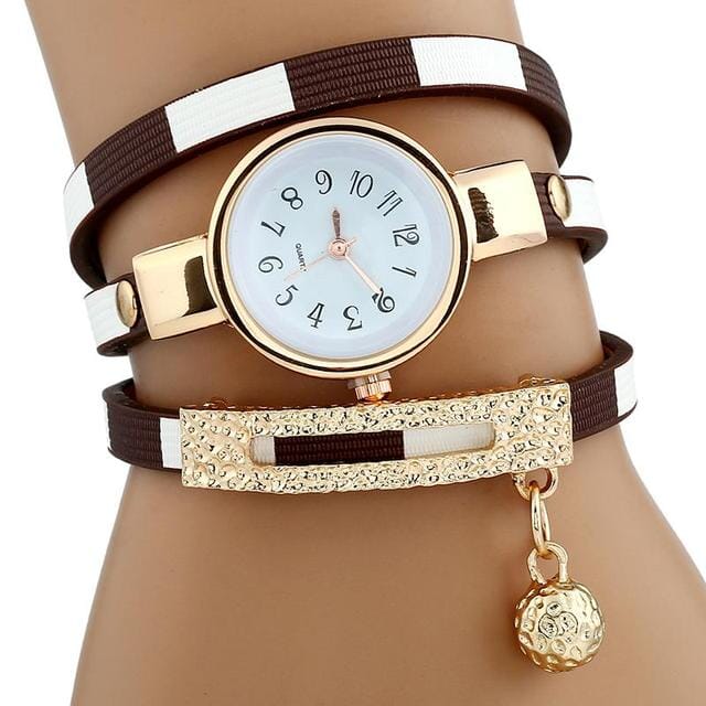 Stylish Gold Quartz WatchWatchBrown