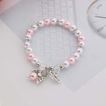Pearl with Angel Charm WWJD BraceletBraceletpink