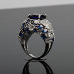 Charm Sapphire White Topaz Multi Stone Ring - 925 Sterling SiilverRing