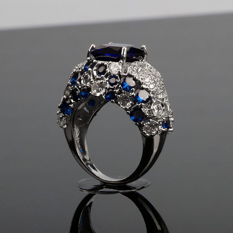 Charm Sapphire White Topaz Multi Stone Ring - 925 Sterling SiilverRing
