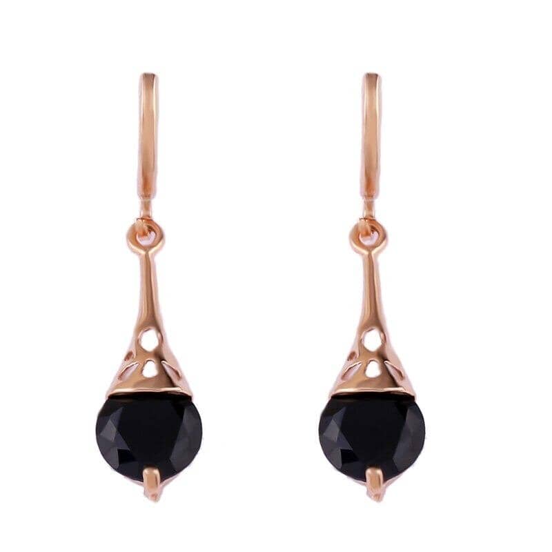 18k Rose Gold Filled White Sapphire Stone Pierced Dangle EarringsEarrings