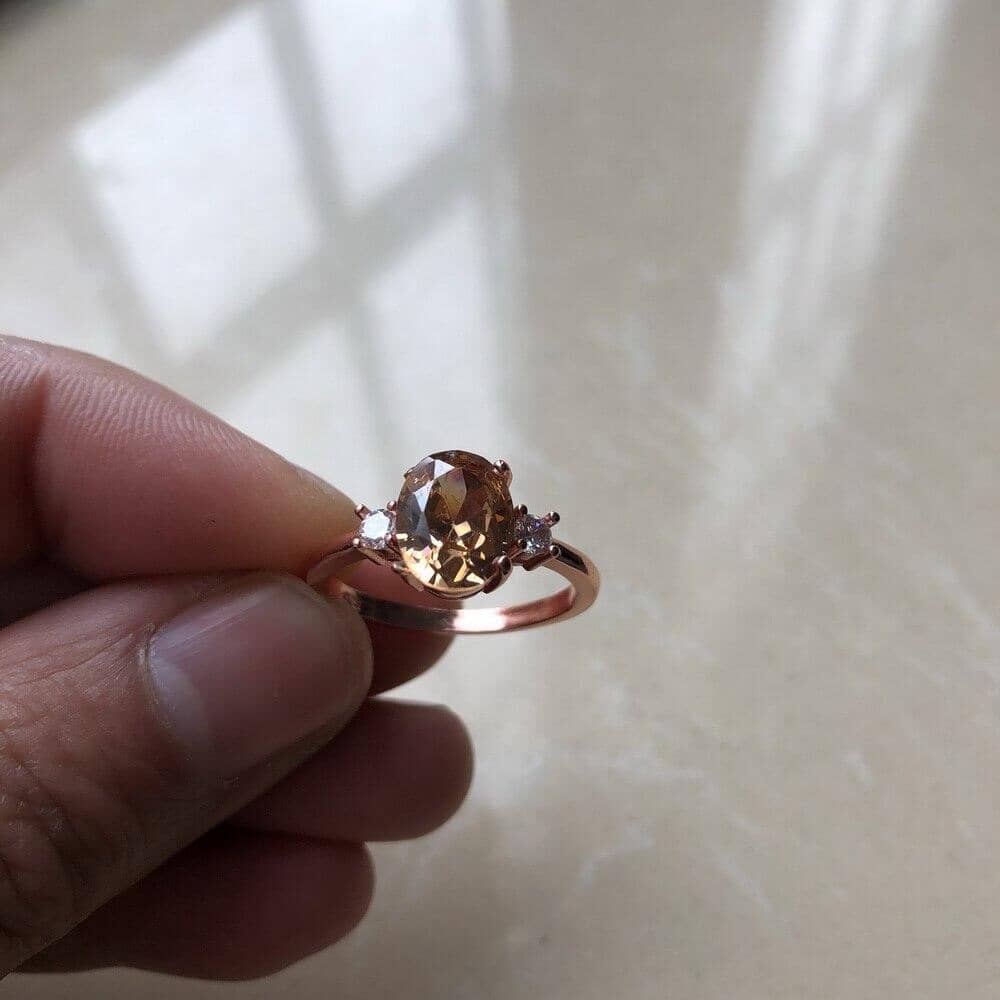 Pink Oval Morganite Zircon Rose Gold Ringring