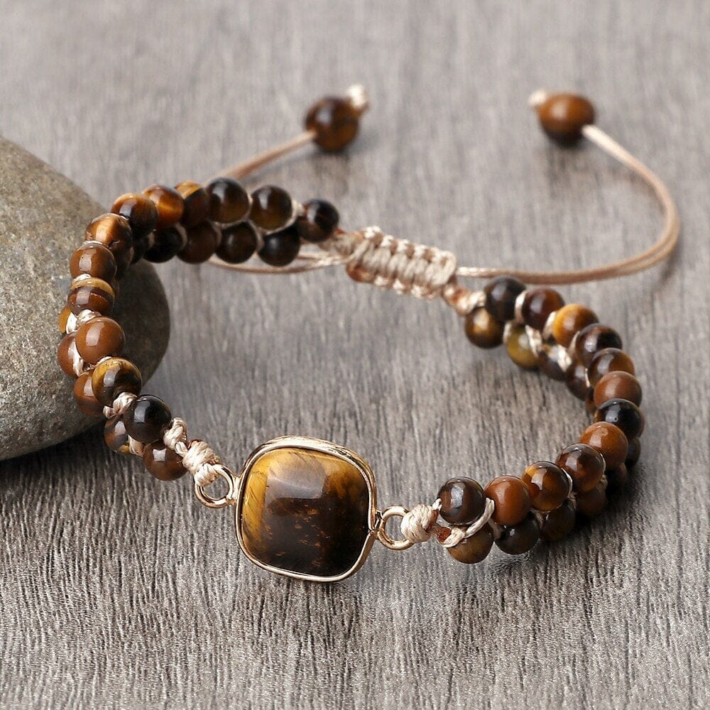 Natural Tiger Eye Stone Yoga Wrap BraceletBraceletStyle-2