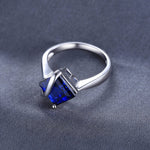3.3ct Square Created Blue Sapphire Ring - 925 Sterling SilverRing