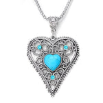 Calming Turquoise Silver Pendant NecklaceNecklaceF