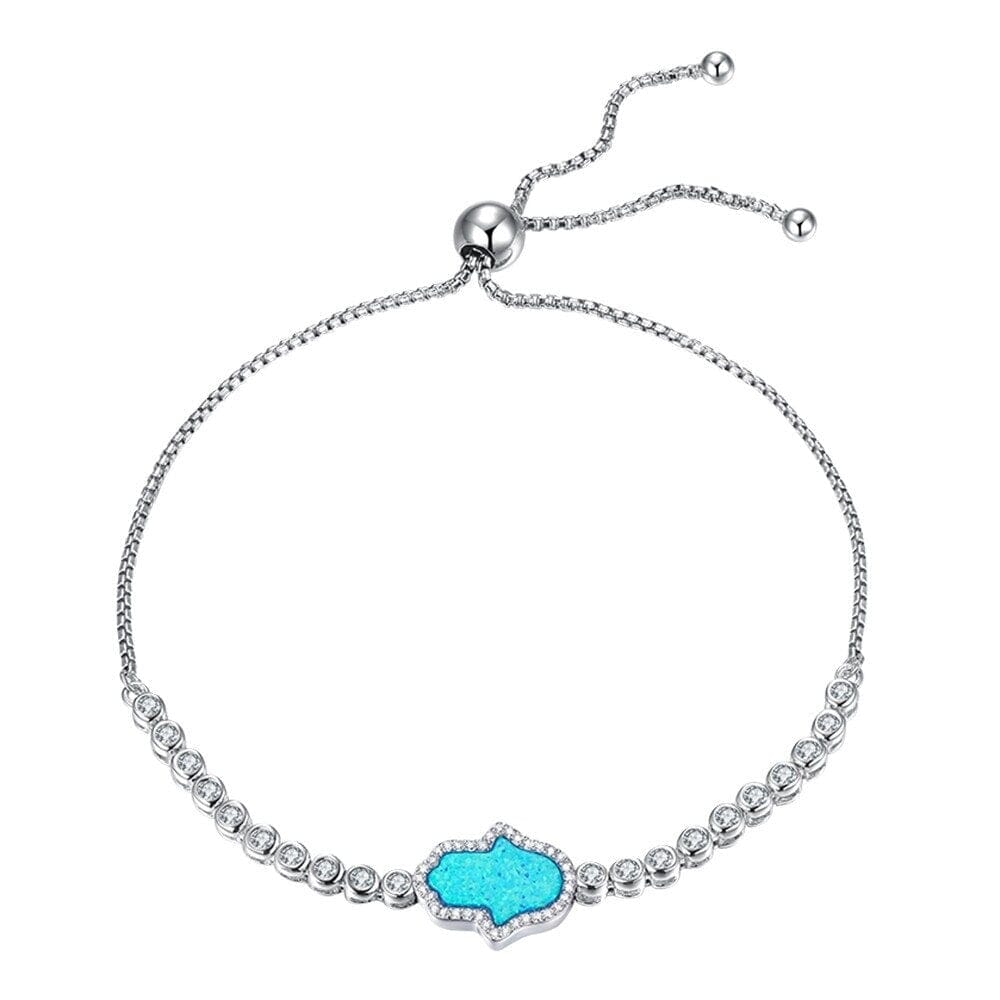 Blue Opal Hamsa Bracelet - 925 Sterling SilverBracelet