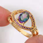 Rainbow Topaz & Crystal RingRing