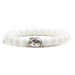 Men Buddha Natural Stone Bead BraceletsBraceletWhite Porcelain 2