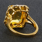 Luxury Charm Square Shaped Citrine Gemstone Ring - 925 Sterling SilverRing