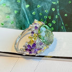 Luxury Temperament Colorful Flower Zircon Peridot Ring - 925 Sterling SilverRing