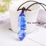 1pc Natural Crystal Quartz Double Point Pendant NecklaceNecklaceBlue smelting