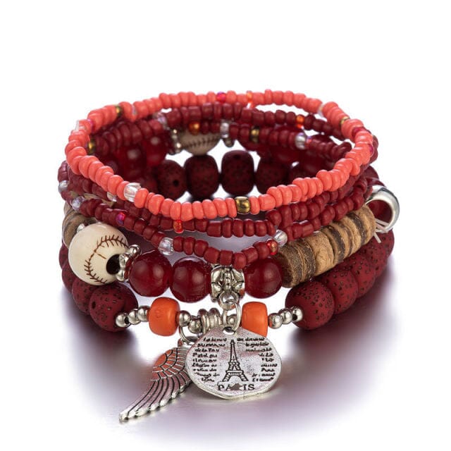 4-Pieces Set of Beaded Bohemian Style Crystal BraceletBraceletStyle 1