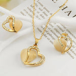 Natural Yellow Opal Love Heart Necklace Earring Jewelry SetJewelry Set