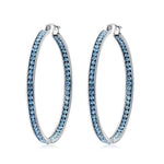 Crystal Stone Hoop EarringsEarringsBlue