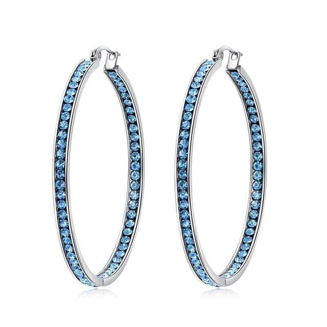 Crystal Stone Hoop EarringsEarringsBlue