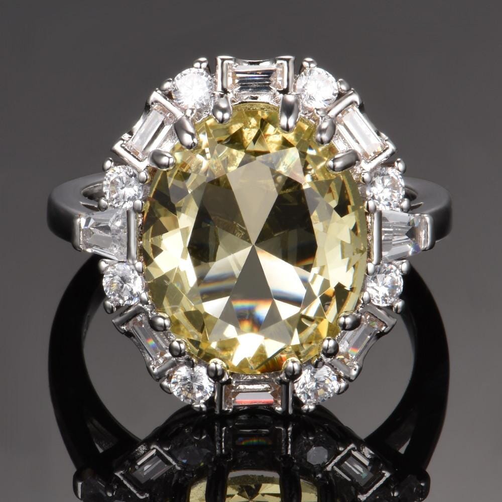 Sparkling Citrine Zircon Ring - 925 Sterling SilverRing
