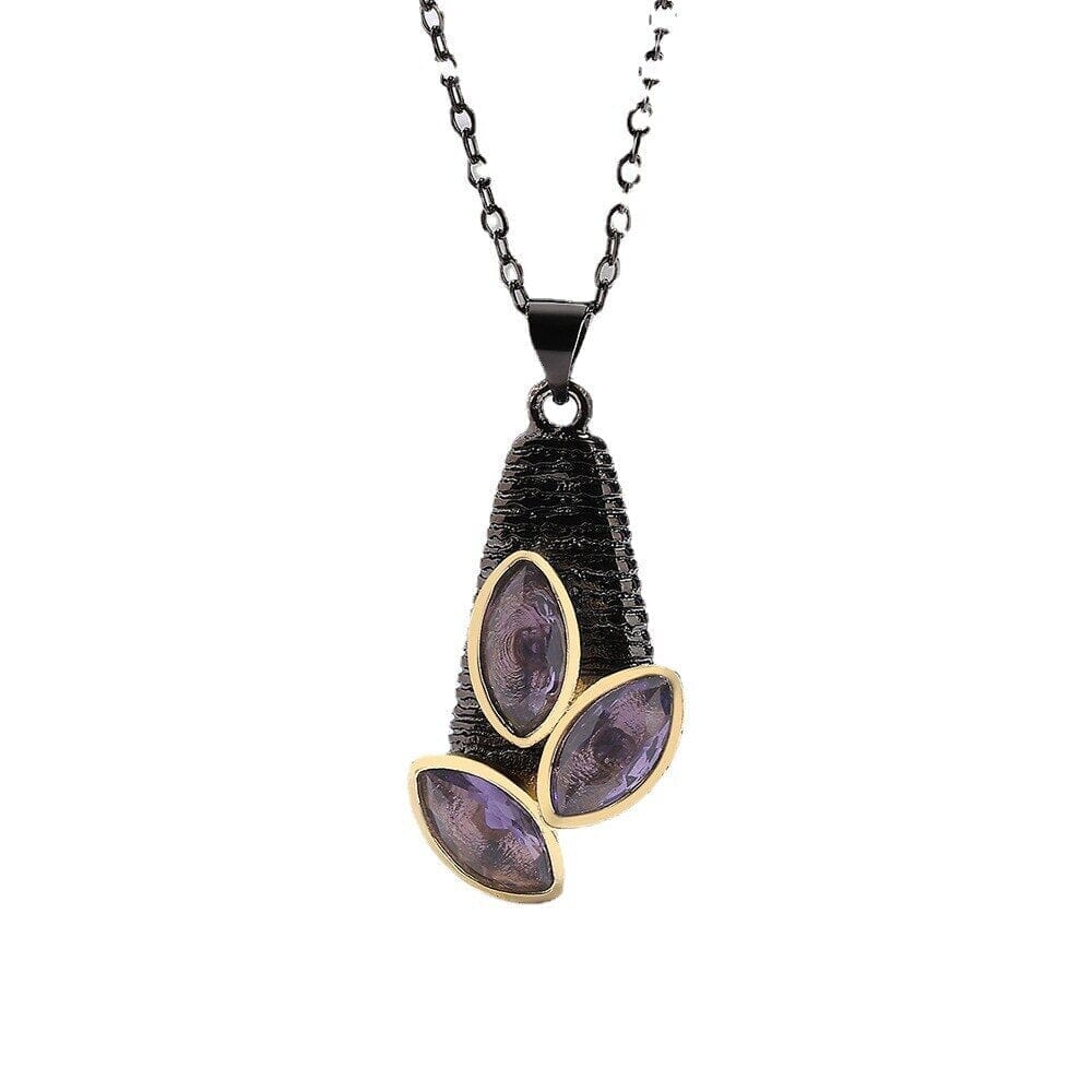Leaf Purple Amethyst NecklaceNecklace