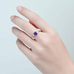 Amethyst White Topaz Hexagon Rose Gold RingRing