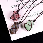 Natural Raw Crystal Reiki Weave Rope NecklaceNecklace