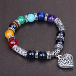7 Chakra Natural Stone Heart Charm BraceletsBracelet