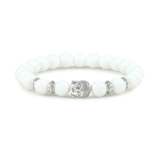 Men Buddha Natural Stone Bead BraceletsBraceletWhite Porcelain