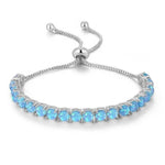 Fire Opal Silver Plated Tennis Bracelet for Women - ResizeableBraceletBlue Opal - Silver