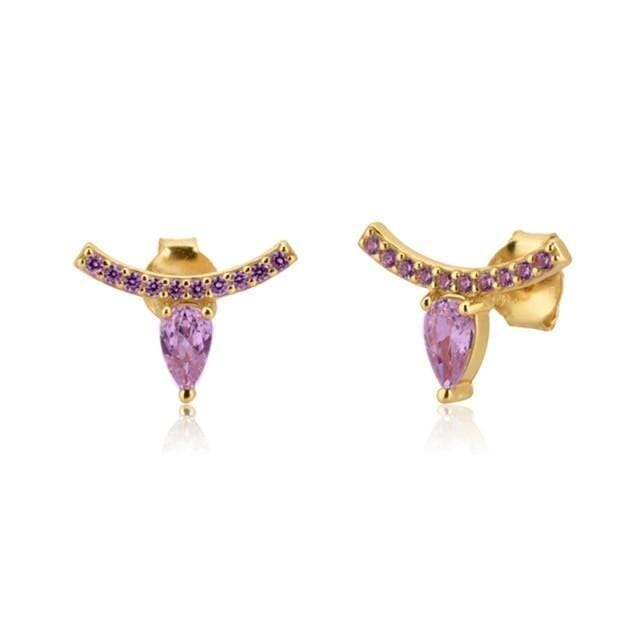 Ear Needle Stud Earrings - 925 Sterling SilverEarringsPurple