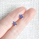 Exquisite Luxury Sapphire CZ Five-pointed Stud Earrings - 925 Sterling SilverEarrings