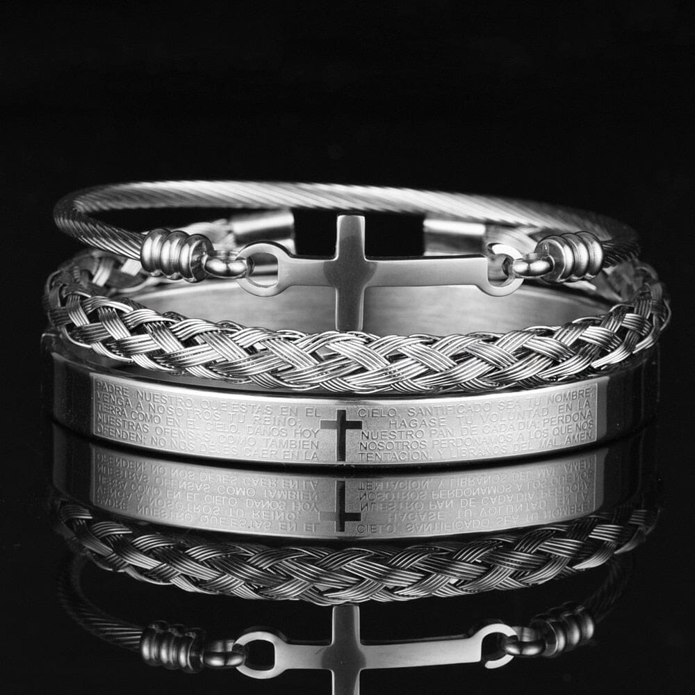 3pcs Set Stainless Steel WWJD BraceletBraceletSilver Set B