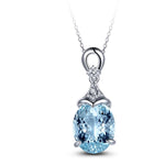 Fine Luxury Blue Topaz Pendant Necklace - 925 Sterling SilverNecklace