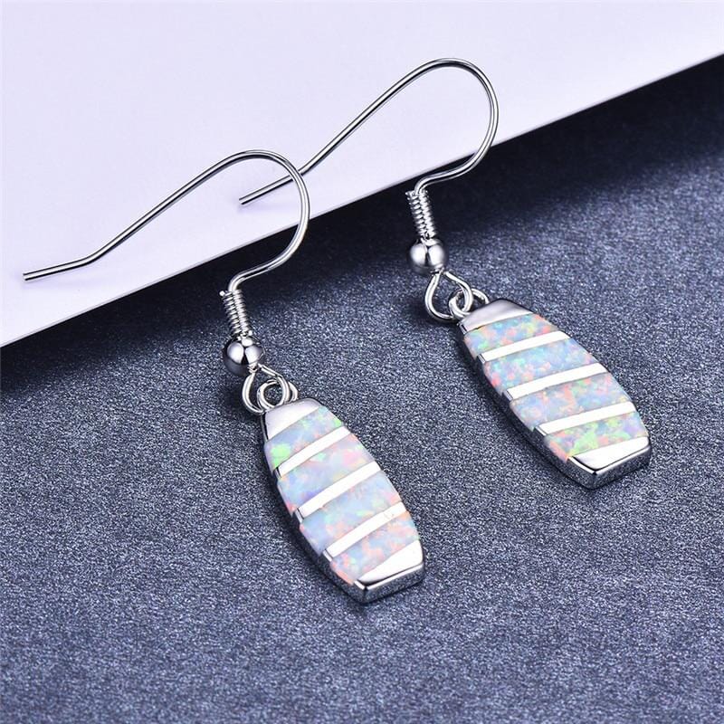Blue White Fire Opal Bridge Drop EarringsEarrings