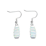 Blue White Fire Opal Bridge Drop EarringsEarringsWhite