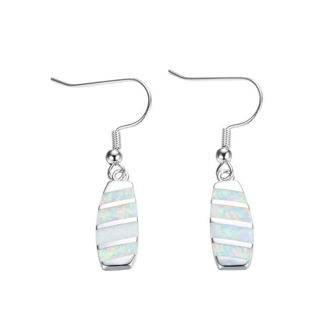 Blue White Fire Opal Bridge Drop EarringsEarringsWhite
