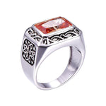 Morganite Antique Square 925 Sterling Silver Ring for MenRing