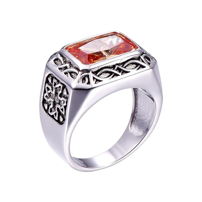 Morganite Antique Square 925 Sterling Silver Ring for MenRing