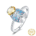 Cicada Enamel Natural Citrine Ring - 925 Sterling SilverRing5