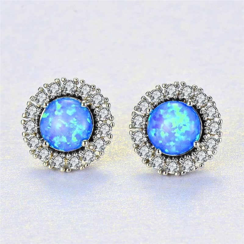 Green Fire Opal Cubic Zirconia Silver EarringsEarrings