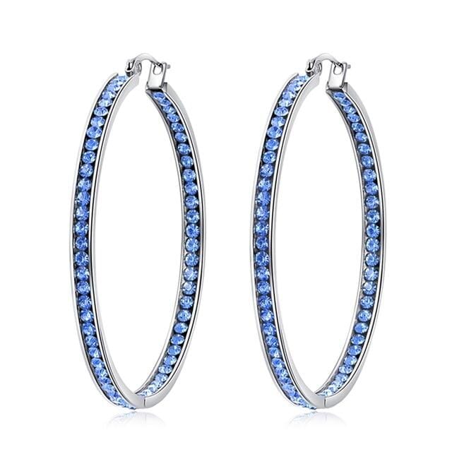 BOHO Silver/Blue & Gold/White Crystal Hoop EarringsEarringsSilver/Blue