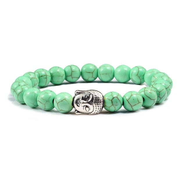 Men Buddha Natural Stone Bead BraceletsBraceletApple Green