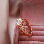 Fancy Moonstone Hollow Pattern Ring - 585 Rose GoldRing