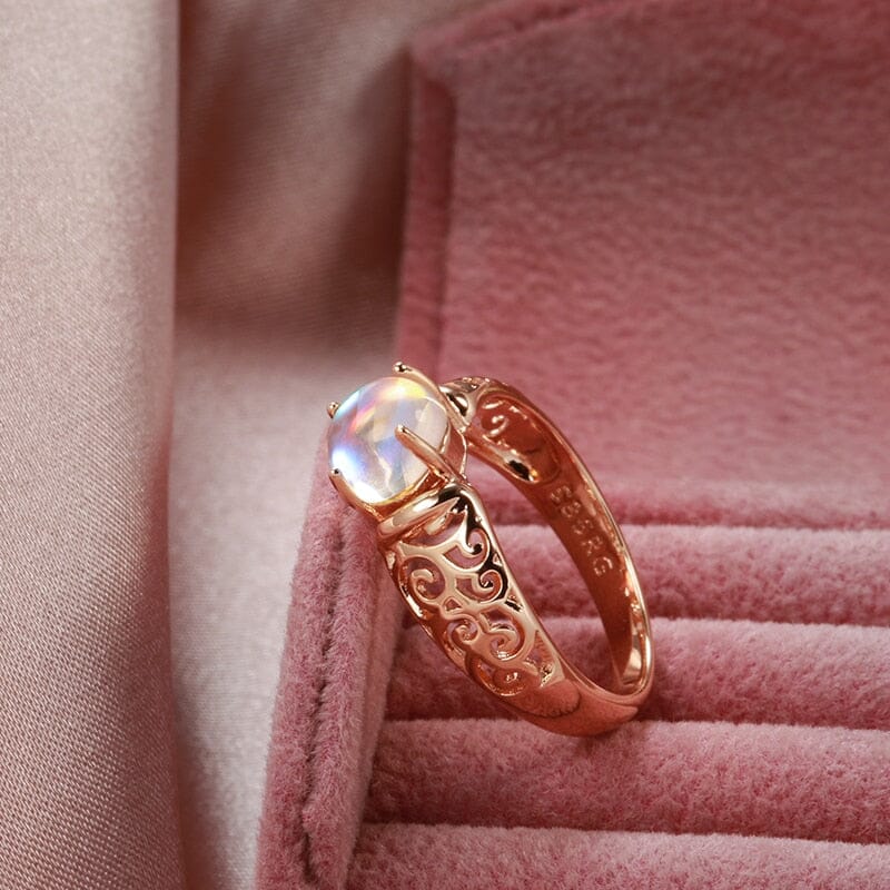 Fancy Moonstone Hollow Pattern Ring - 585 Rose GoldRing