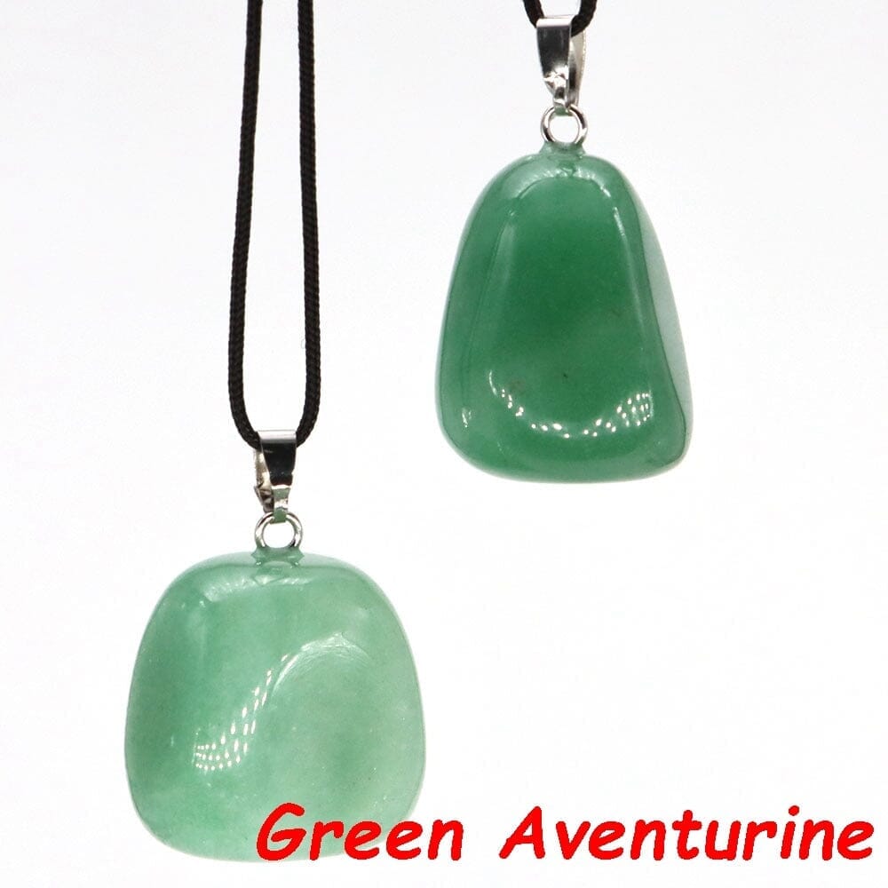 Aventurine and Other Stones Natural Crystal Irregular Tumbled Stone Reiki Rope NecklaceNecklaceGreen Aventurine