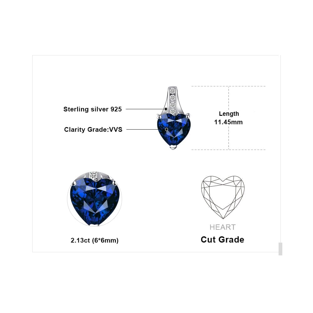 Love Heart 2.1ct Created Blue Sapphire Stud Earrings - 925 Sterling SilverEarrings