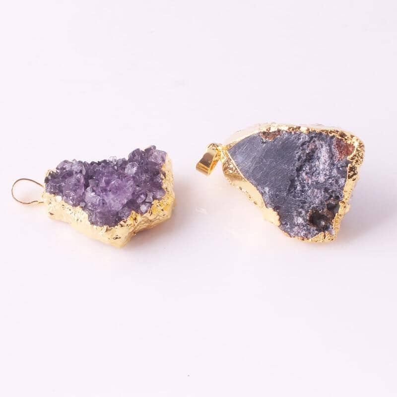 Natural Amethysts Quartz Geode NecklaceNecklace