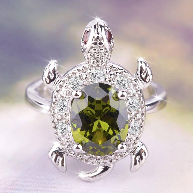 Lovely Cute Turtle Peridot RingRing
