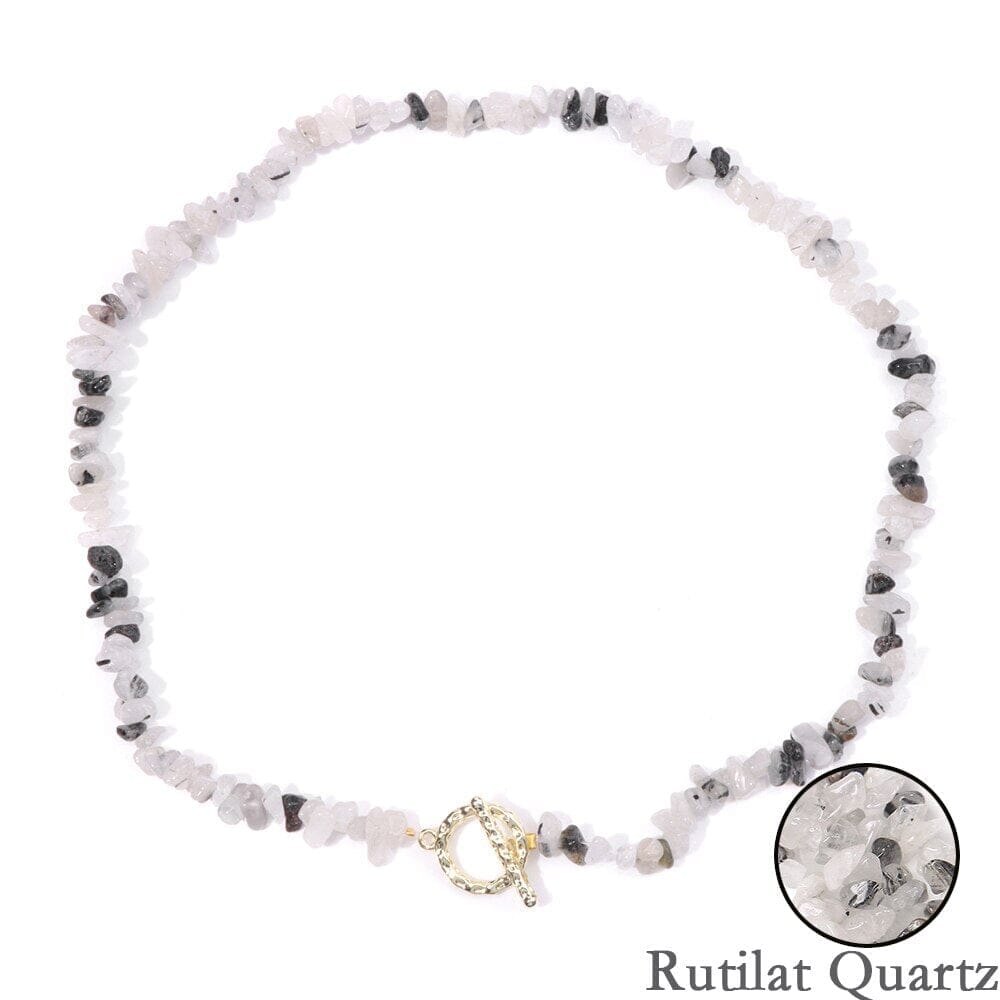 Boho Fashion Aventurine and other Stone Chips ChokerNecklace33 Rutilat Quartz
