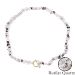 Boho Fashion Aventurine and other Stone Chips ChokerNecklace33 Rutilat Quartz