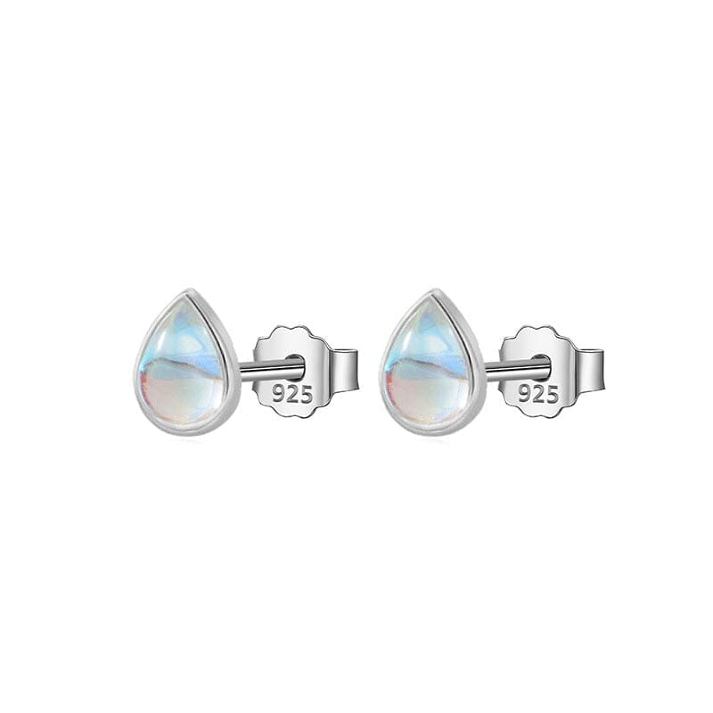 Cute Water Drop Moonstone Stud Earrings - 925 Sterling SilverEarrings