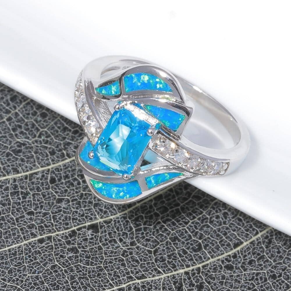Blue Fire Opal Diamonds RingRing